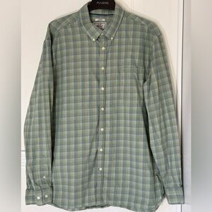 Jos. A. Bank stretch tailored fit Green/blue long sleeve Checkered button down